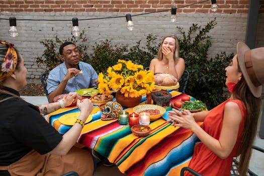 group of friends laughing and talking