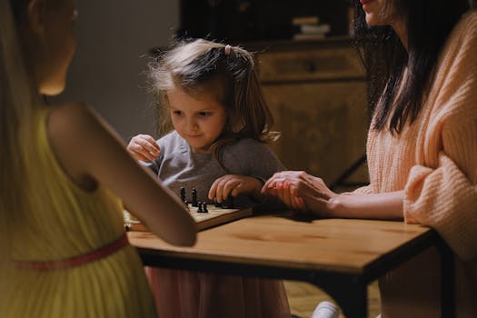 Family playing board games together