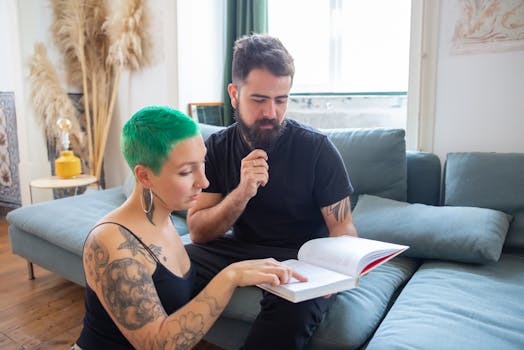 couple looking at their memory book