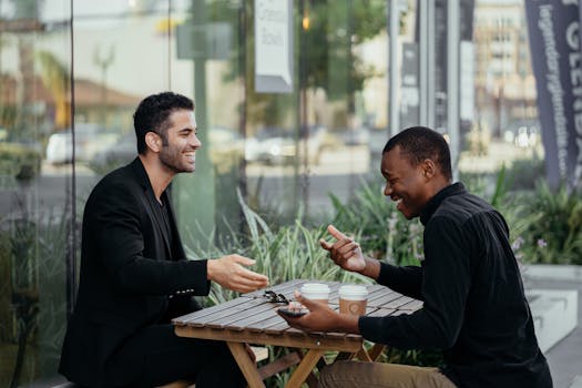 friends laughing over coffee