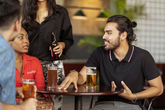 group of friends laughing and talking