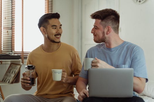 friends laughing together over coffee