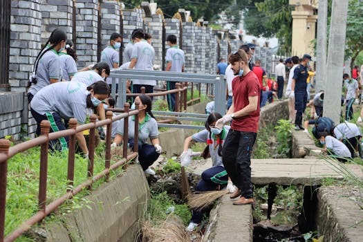 young adults volunteering together