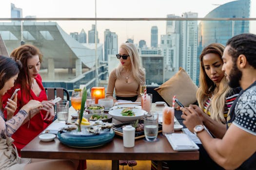 friends enjoying a diverse potluck dinner