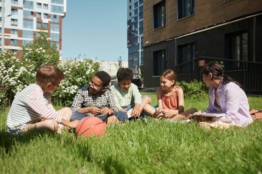 group of friends engaging in diverse activities