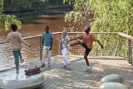 friends engaging in fitness activities together