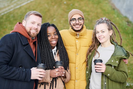 group of young adults volunteering together