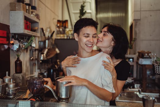 couple cooking together