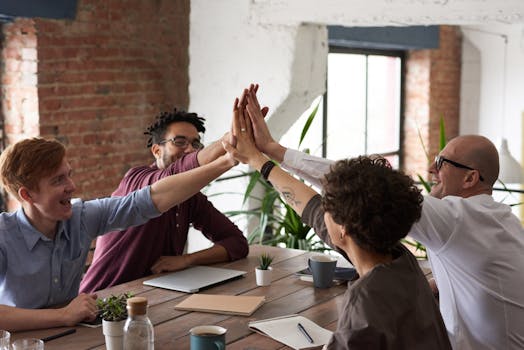 team members celebrating their connections